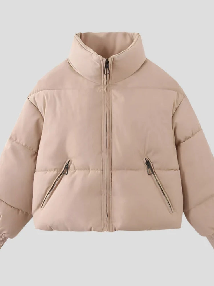 Gesteppte Pufferjacke – Glänzende Damen-Winterjacke mit Kragen