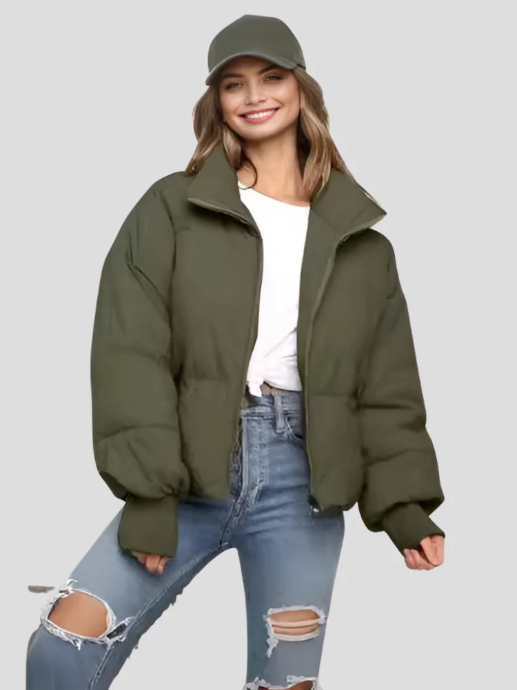 Gesteppte Pufferjacke – Glänzende Damen-Winterjacke mit Kragen