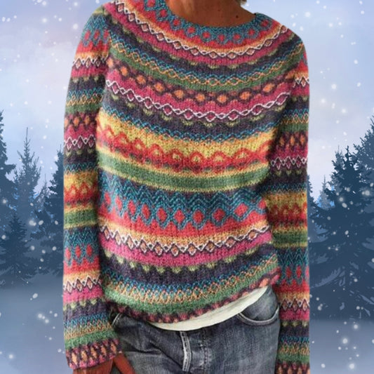 Gestreifter Pullover für Frauen - Gemütlicher Rundhalsausschnitt Stylische Strickwaren