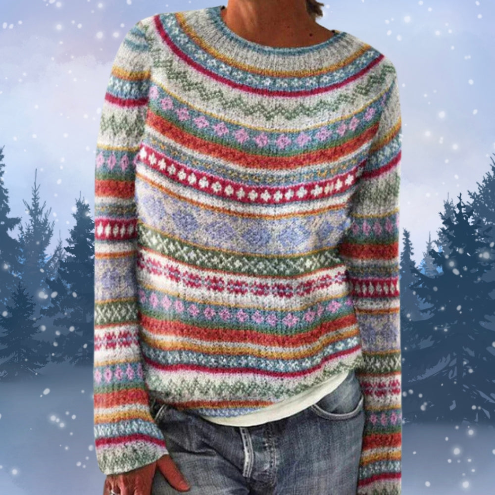 Gestreifter Pullover für Frauen - Gemütlicher Rundhalsausschnitt Stylische Strickwaren