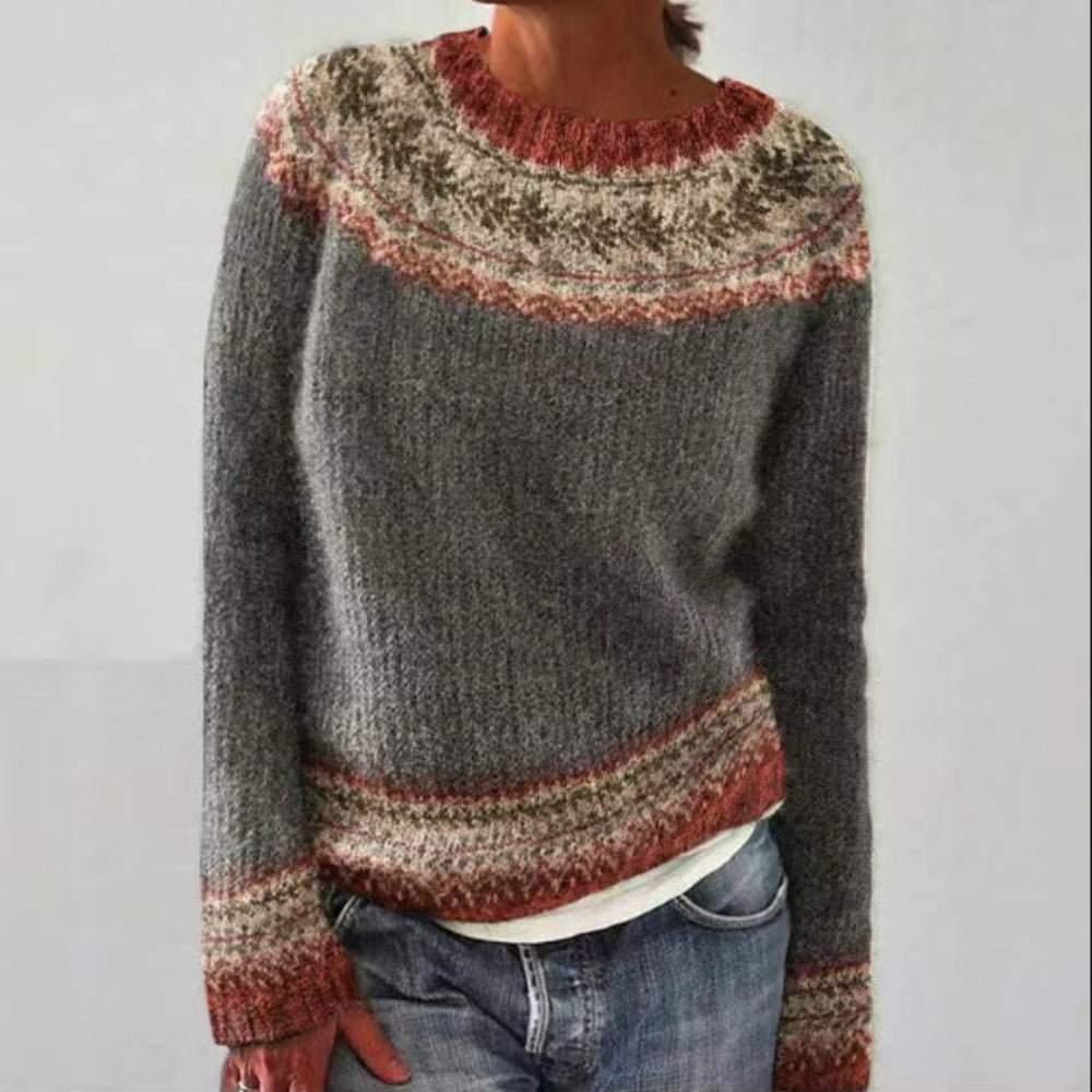 Gestreifter Pullover für Frauen - Gemütlicher Rundhalsausschnitt Stylische Strickwaren