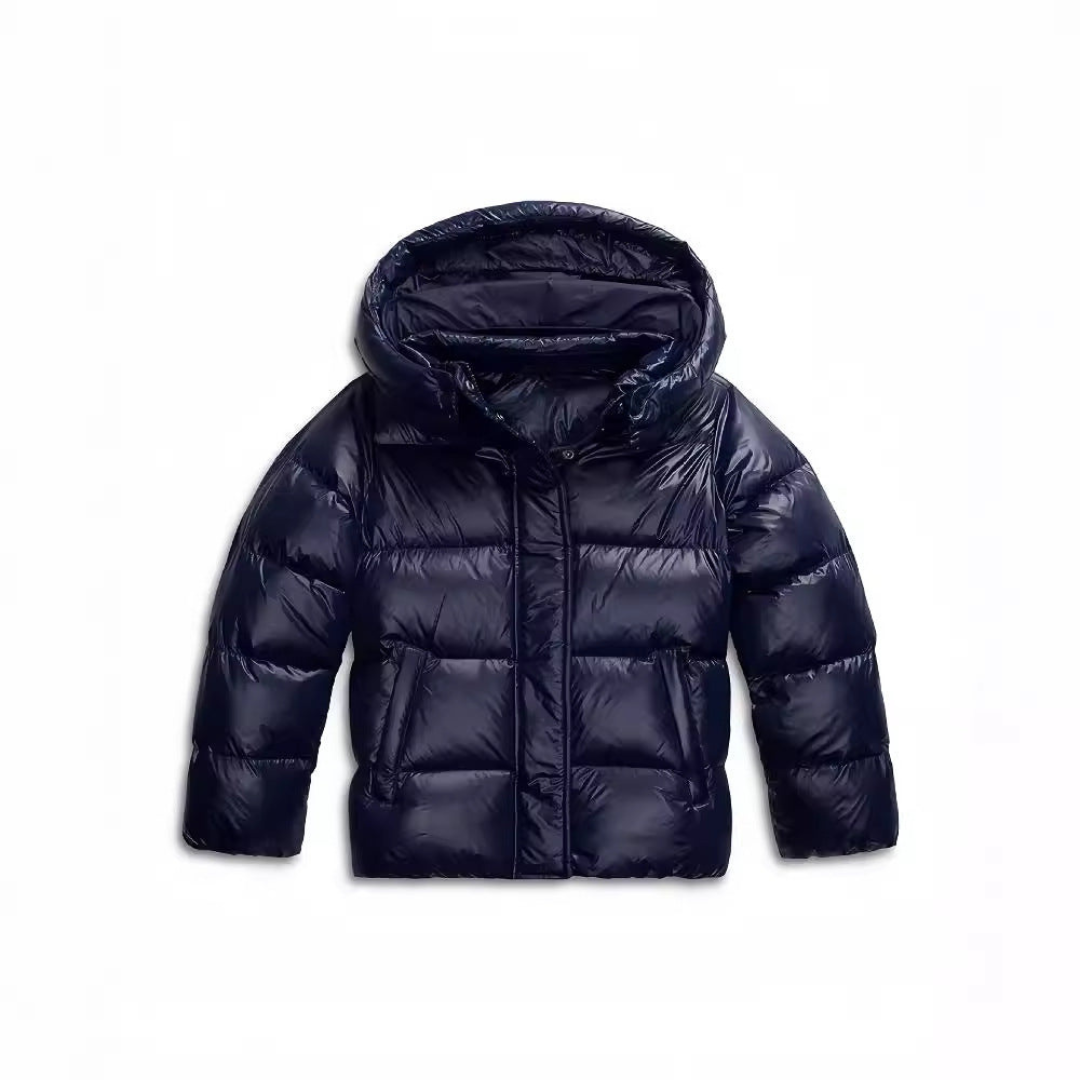 Glänzende Pufferjacke – Kurze Winterjacke für Damen mit Moderner Kapuze