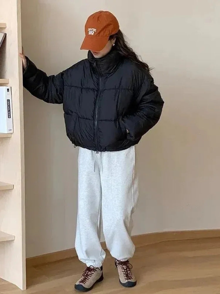 Glänzende Damen-Winterjacke – Leichte Jacke mit Kragen für kalte Tage