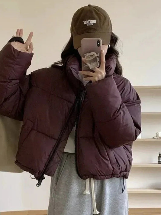 Glänzende Damen-Winterjacke – Leichte Jacke mit Kragen für kalte Tage