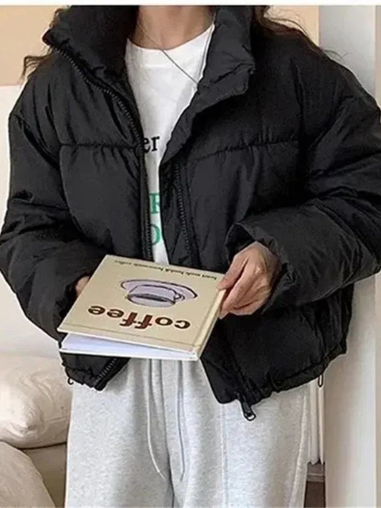 Glänzende Damen-Winterjacke – Leichte Jacke mit Kragen für kalte Tage