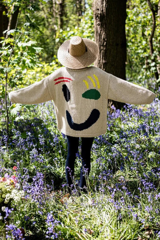Glücklich Smiley Strickpulli - Lässiger Pullover in entspannter Passform