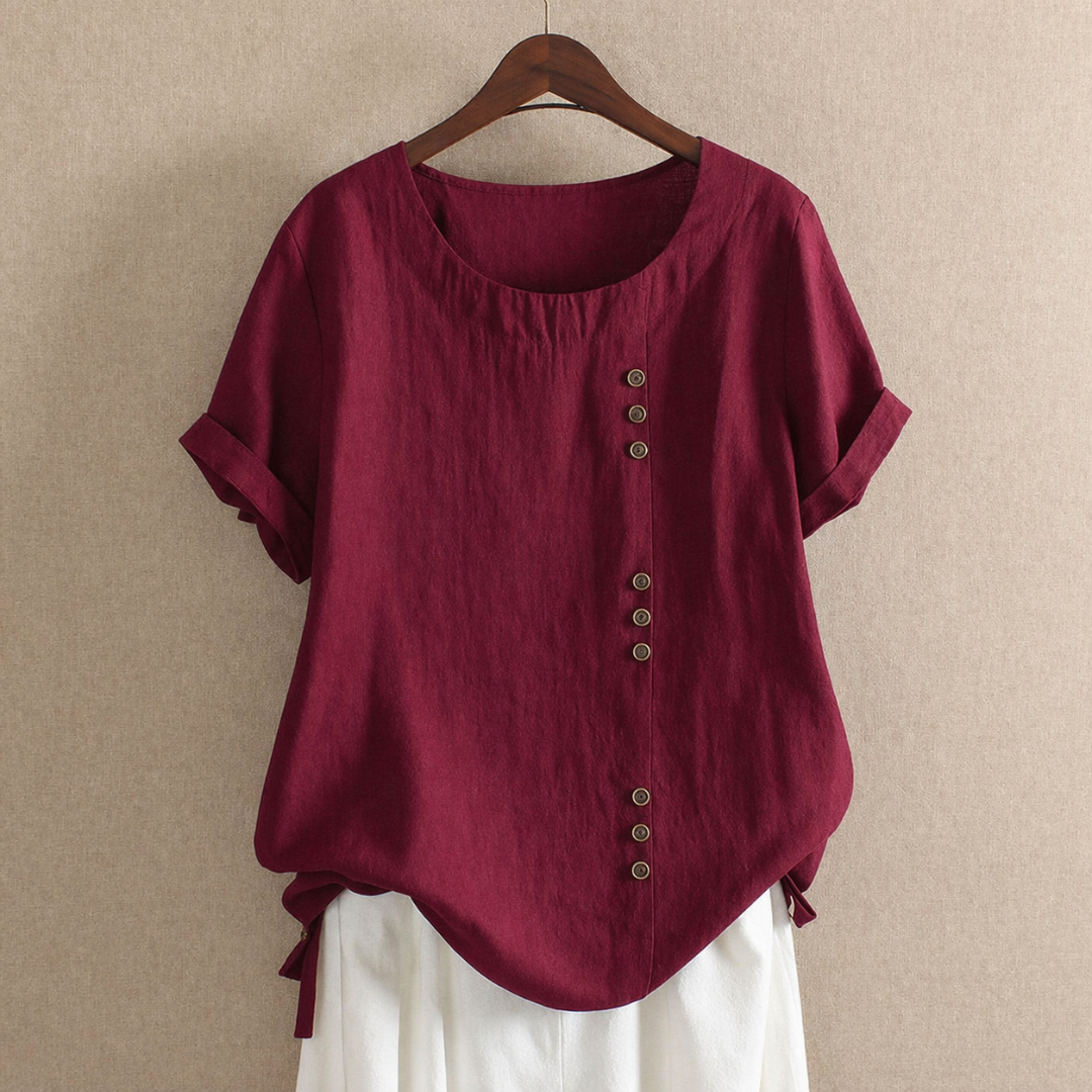 Hannelore | Damen Sommer Bluse Mit Knöpfen