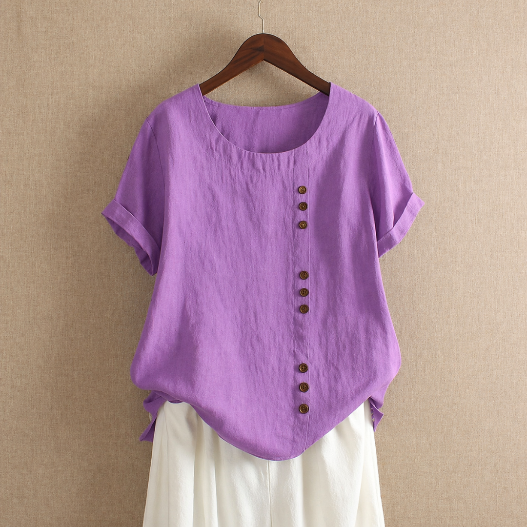 Hannelore | Damen Sommer Bluse Mit Knöpfen