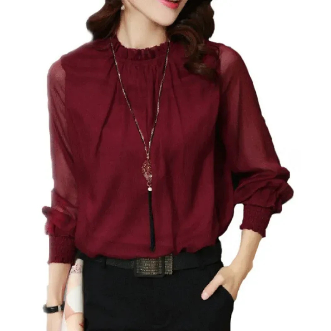 Heidemarie | Damen Bluse Langarm Mit Rüschen