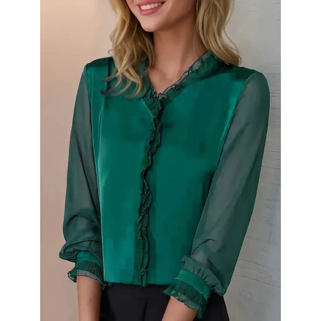 Heidemarie | Damen Bluse Langarm Mit Rüschen