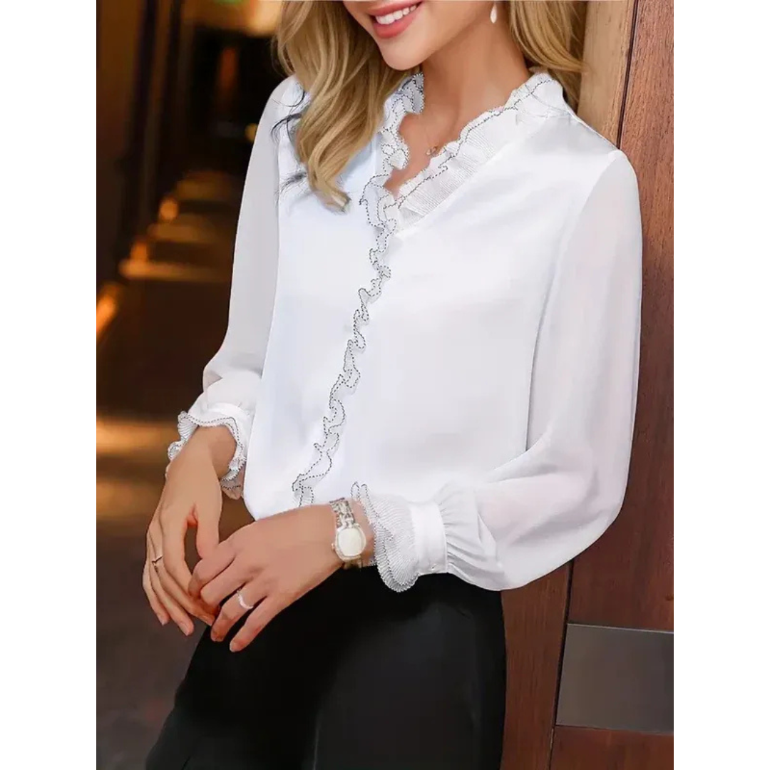 Heidemarie | Damen Bluse Langarm Mit Rüschen