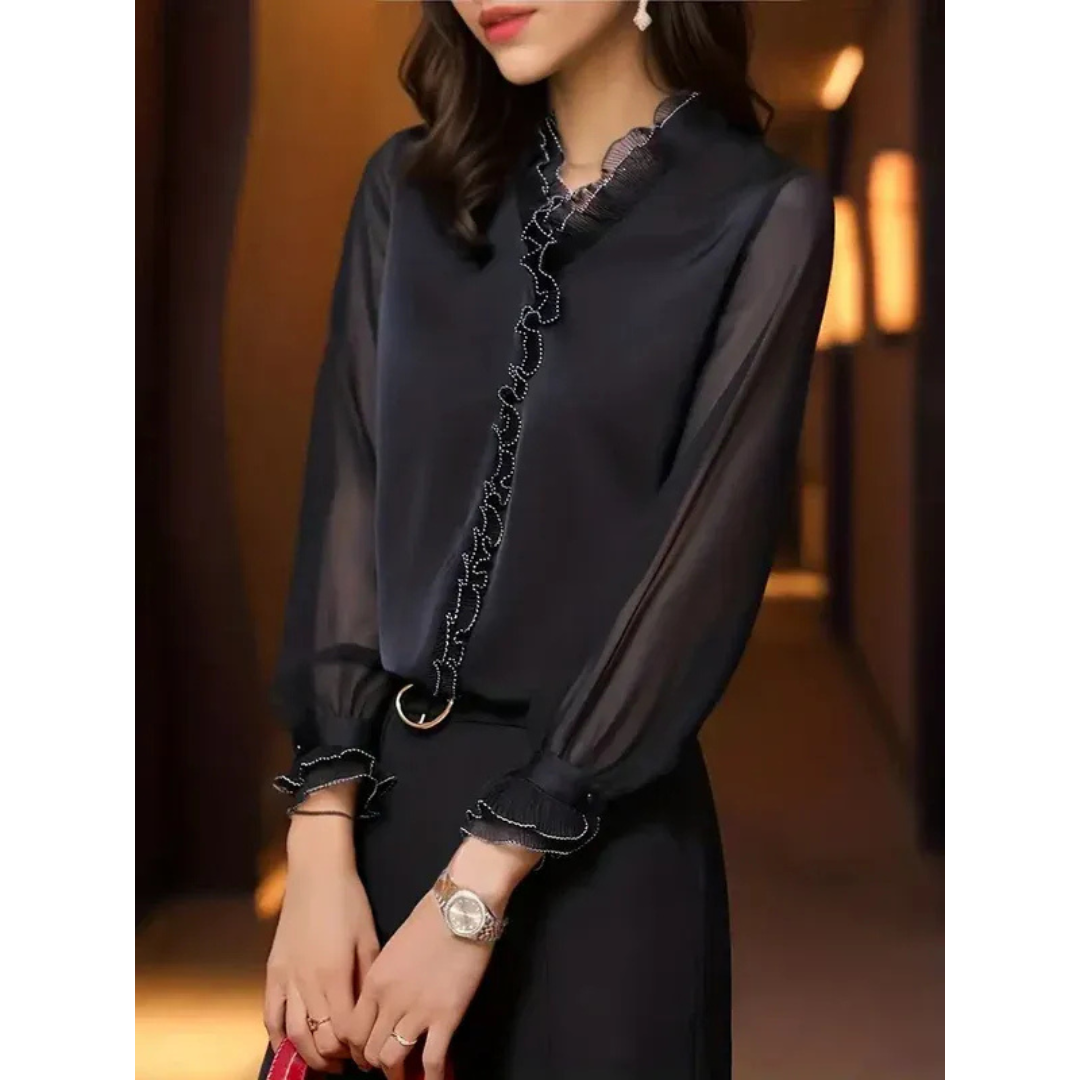 Heidemarie | Damen Bluse Langarm Mit Rüschen