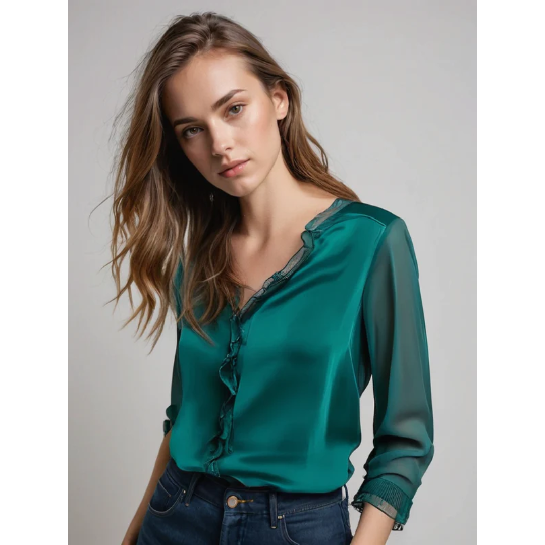 Heidemarie | Damen Bluse Langarm Mit Rüschen