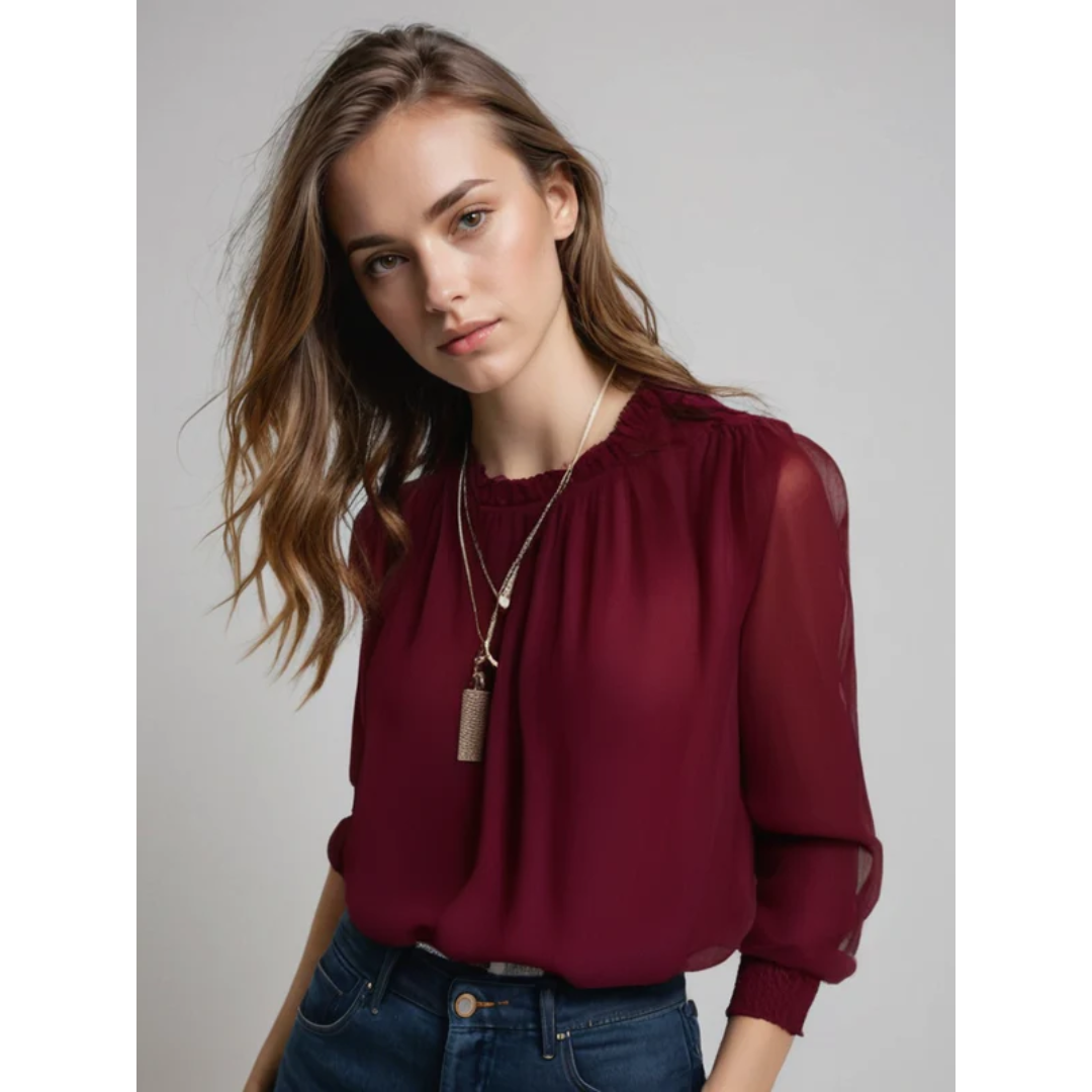 Heidemarie | Damen Bluse Langarm Mit Rüschen