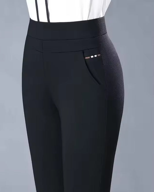 Hochtaillierte Stretch-Hose für Frauen – Schwarze schmal geschnittene Hose