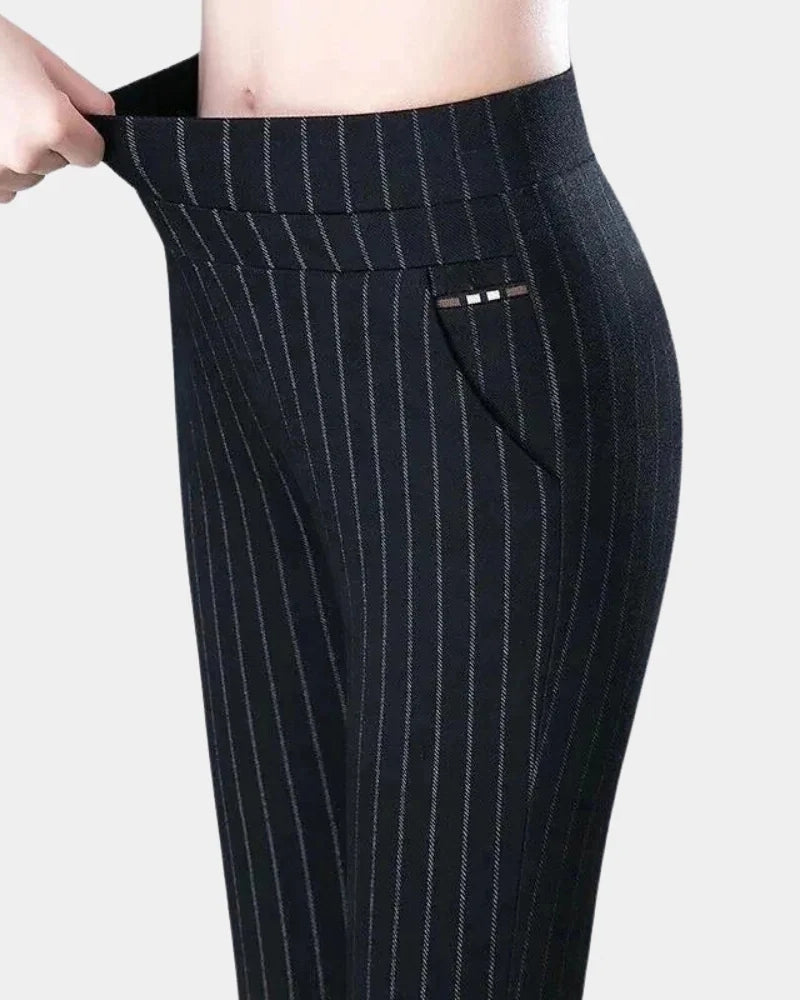 Hochtaillierte Stretch-Hose für Frauen – Schwarze schmal geschnittene Hose
