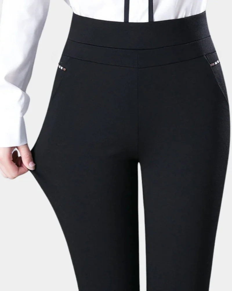 Hochtaillierte Stretch-Hose für Frauen – Schwarze schmal geschnittene Hose