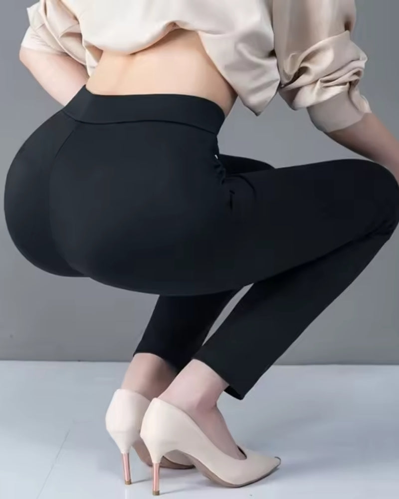 Hochtaillierte Stretch-Hose für Frauen – Schwarze schmal geschnittene Hose