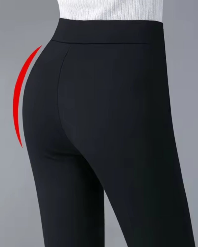 Hochtaillierte Stretch-Hose für Frauen – Schwarze schmal geschnittene Hose