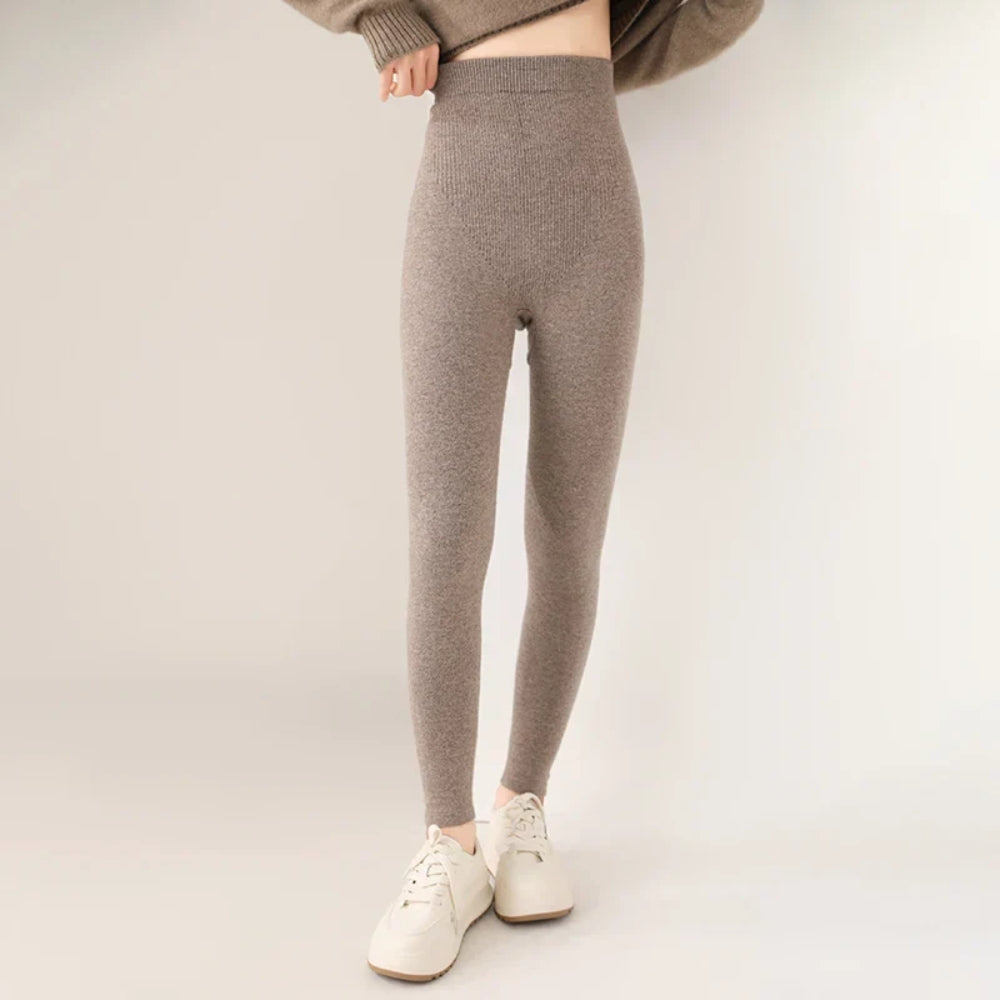 Hochtaillierte Strick-Leggings - Atmungsaktive Slim Fit