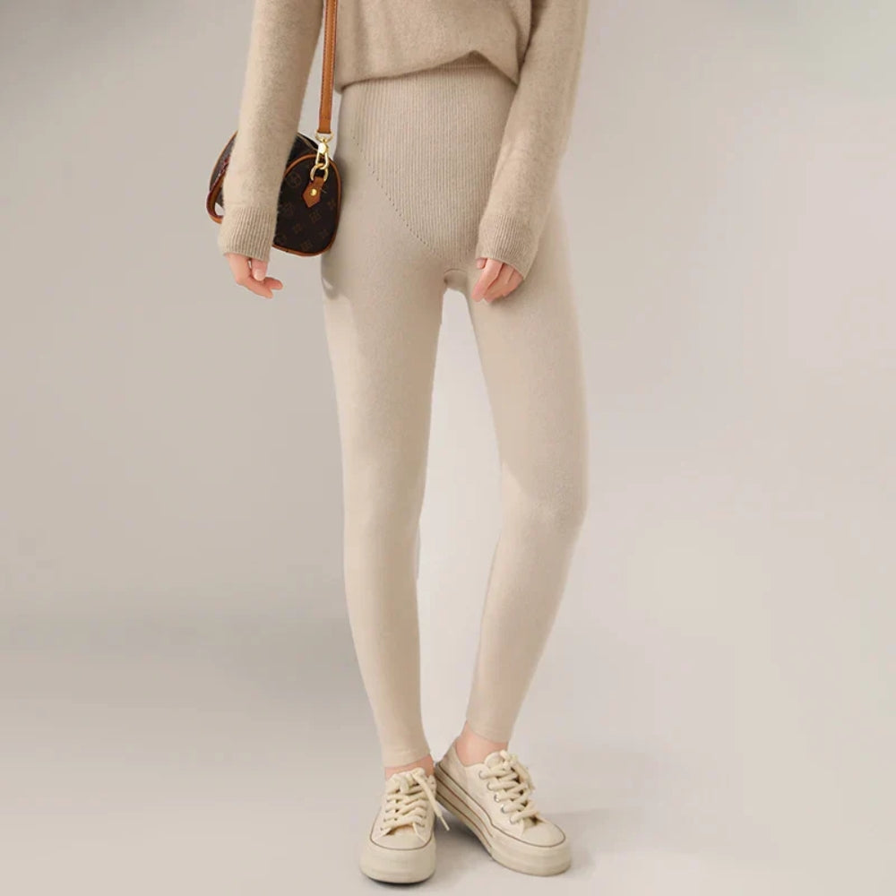 Hochtaillierte Strick-Leggings - Atmungsaktive Slim Fit
