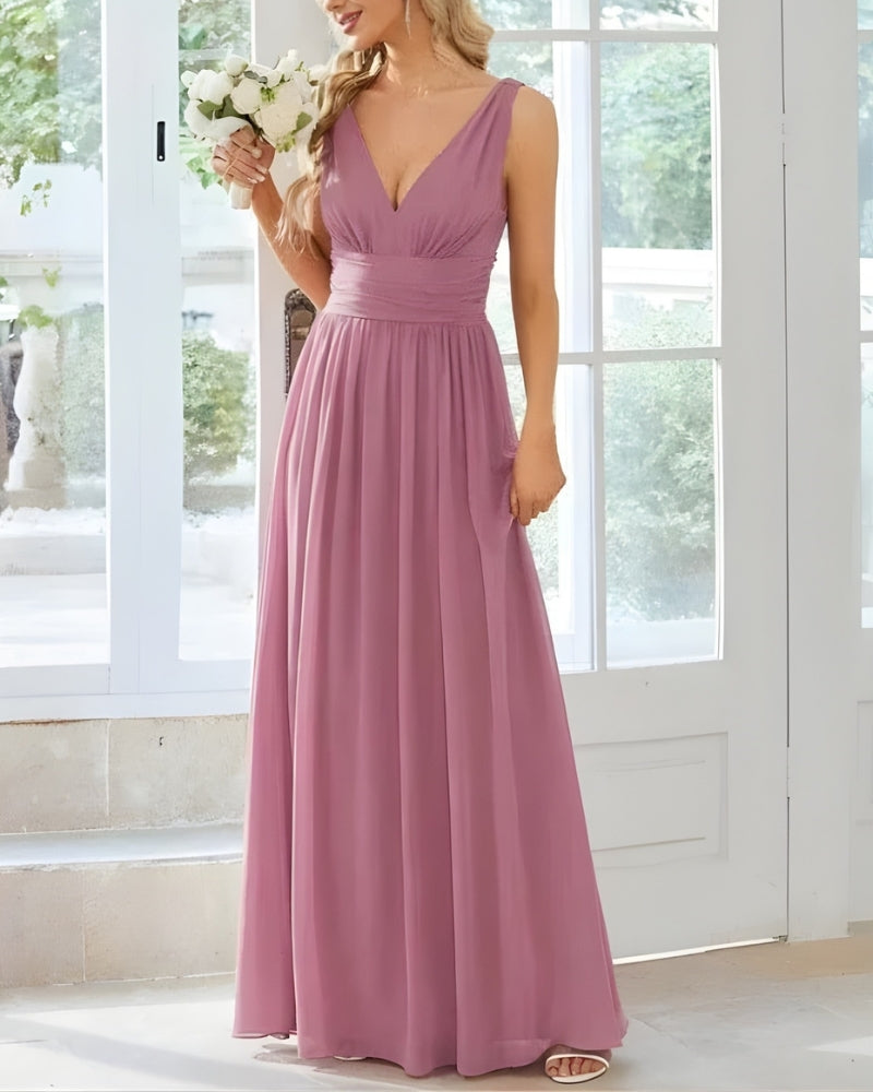 Hochzeitskleid Damen Maxi | V-Ausschnitt