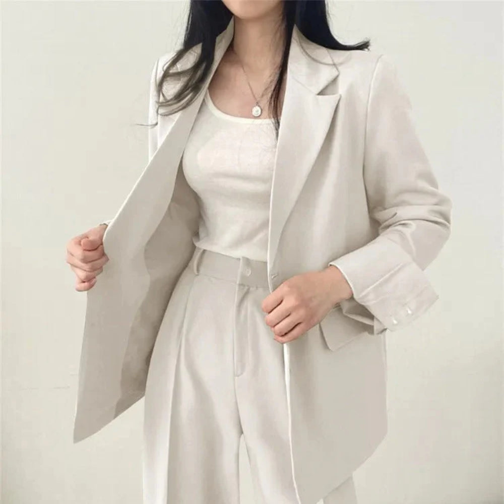Vielseitiges Hosenanzug-Set - Blazer und gerade geschnittene Hose für Frauen