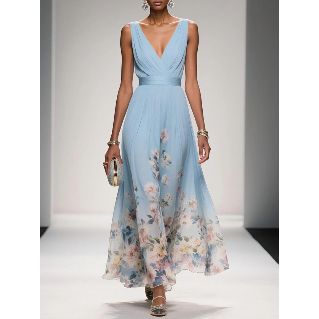Ilona | Damen Maxi Kleid Mit Blumen Print Für Hochzeit