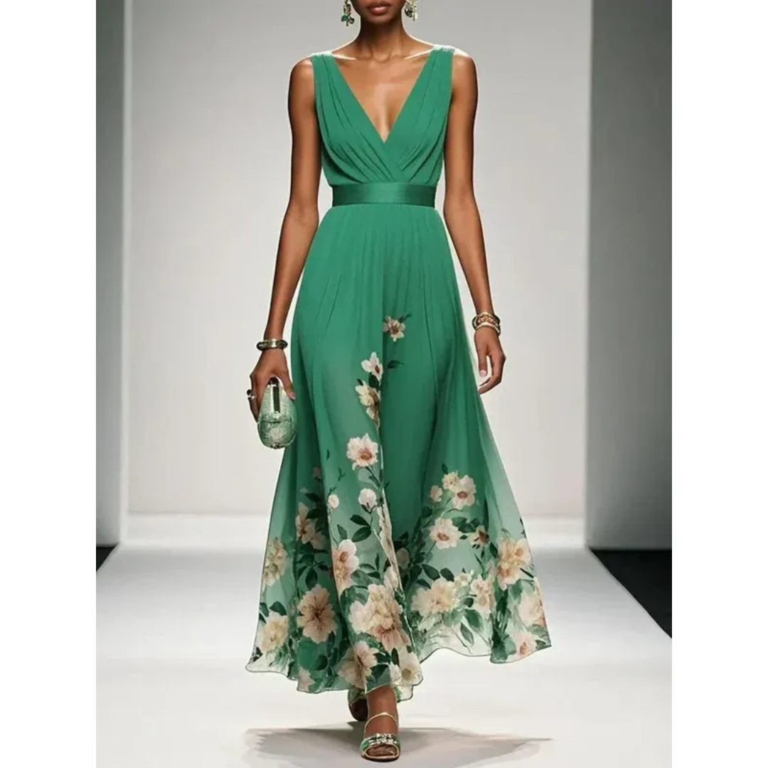 Ilona | Damen Maxi Kleid Mit Blumen Print Für Hochzeit