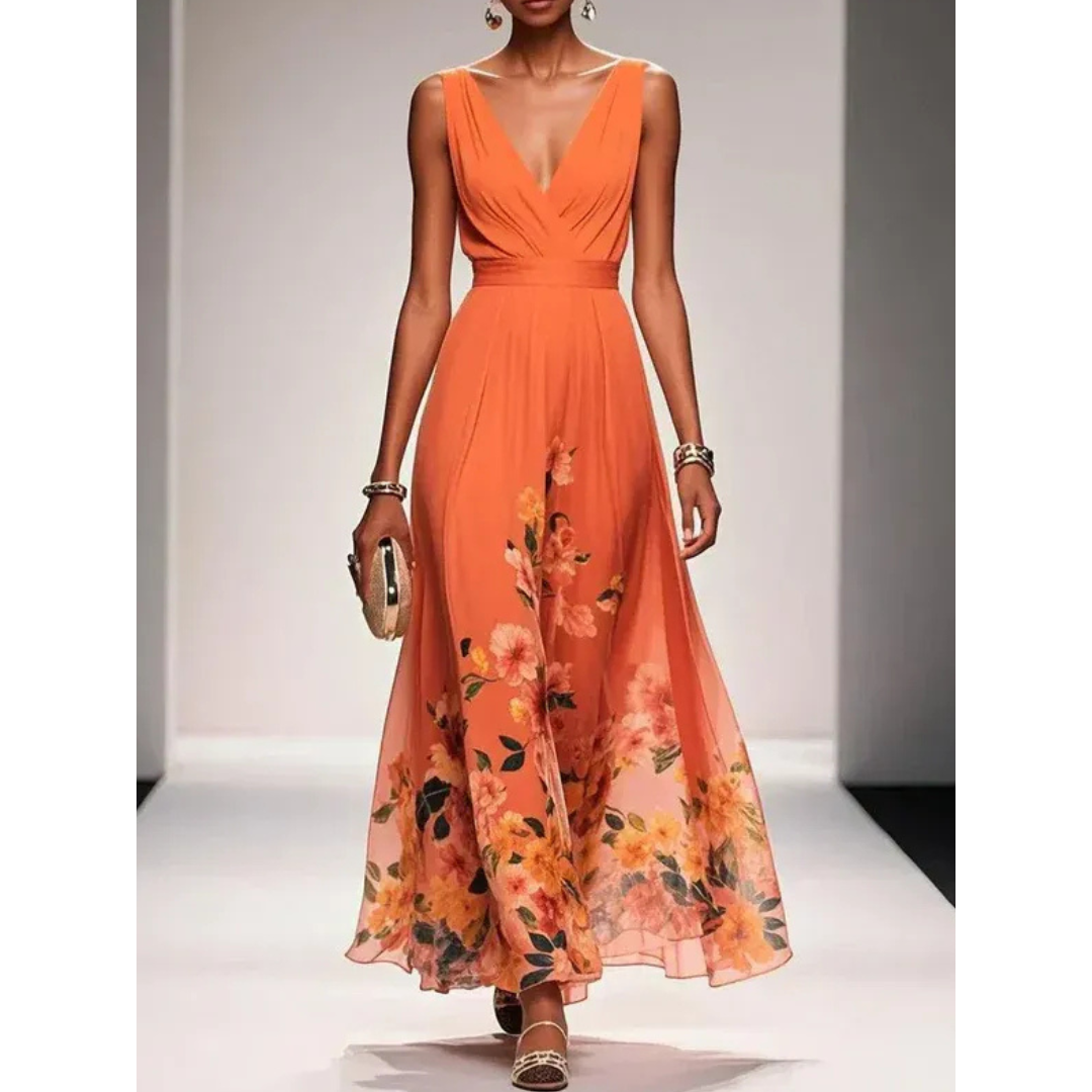 Ilona | Damen Maxi Kleid Mit Blumen Print Für Hochzeit