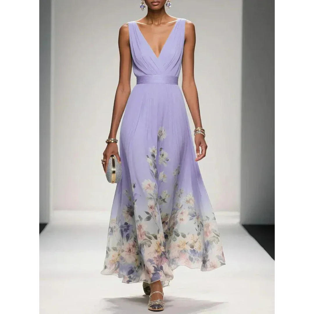Ilona | Damen Maxi Kleid Mit Blumen Print Für Hochzeit