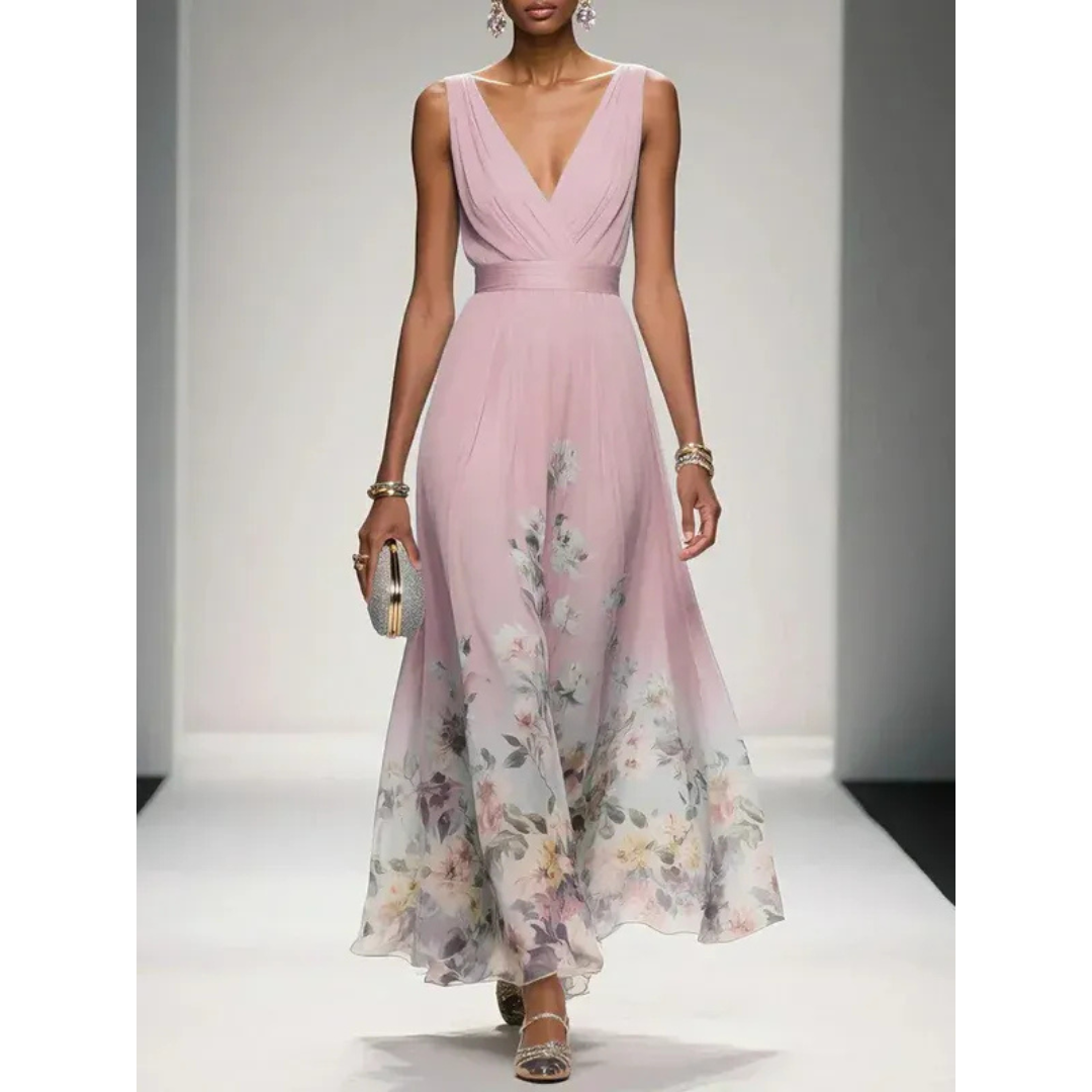 Ilona | Damen Maxi Kleid Mit Blumen Print Für Hochzeit