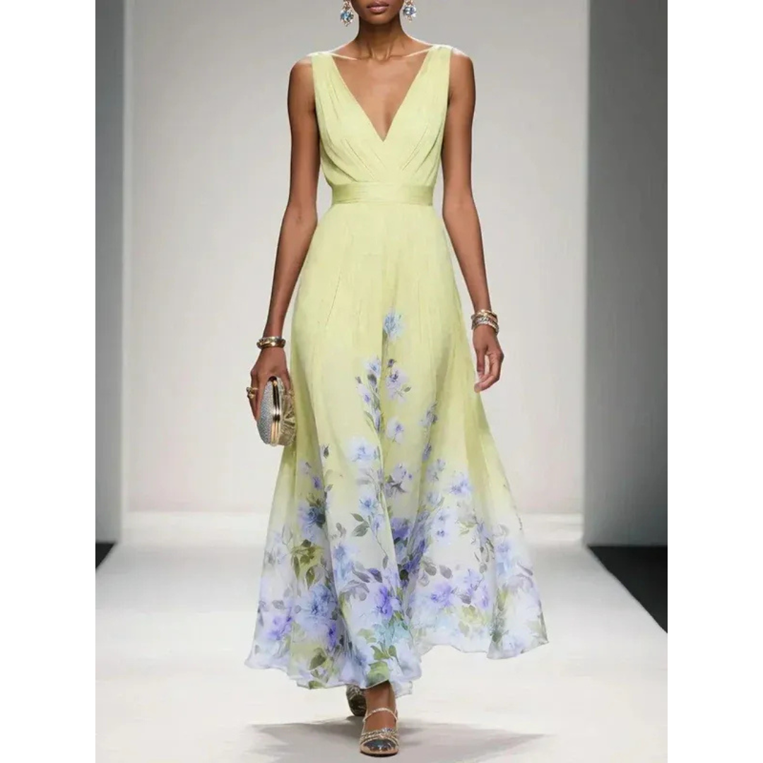 Ilona | Damen Maxi Kleid Mit Blumen Print Für Hochzeit
