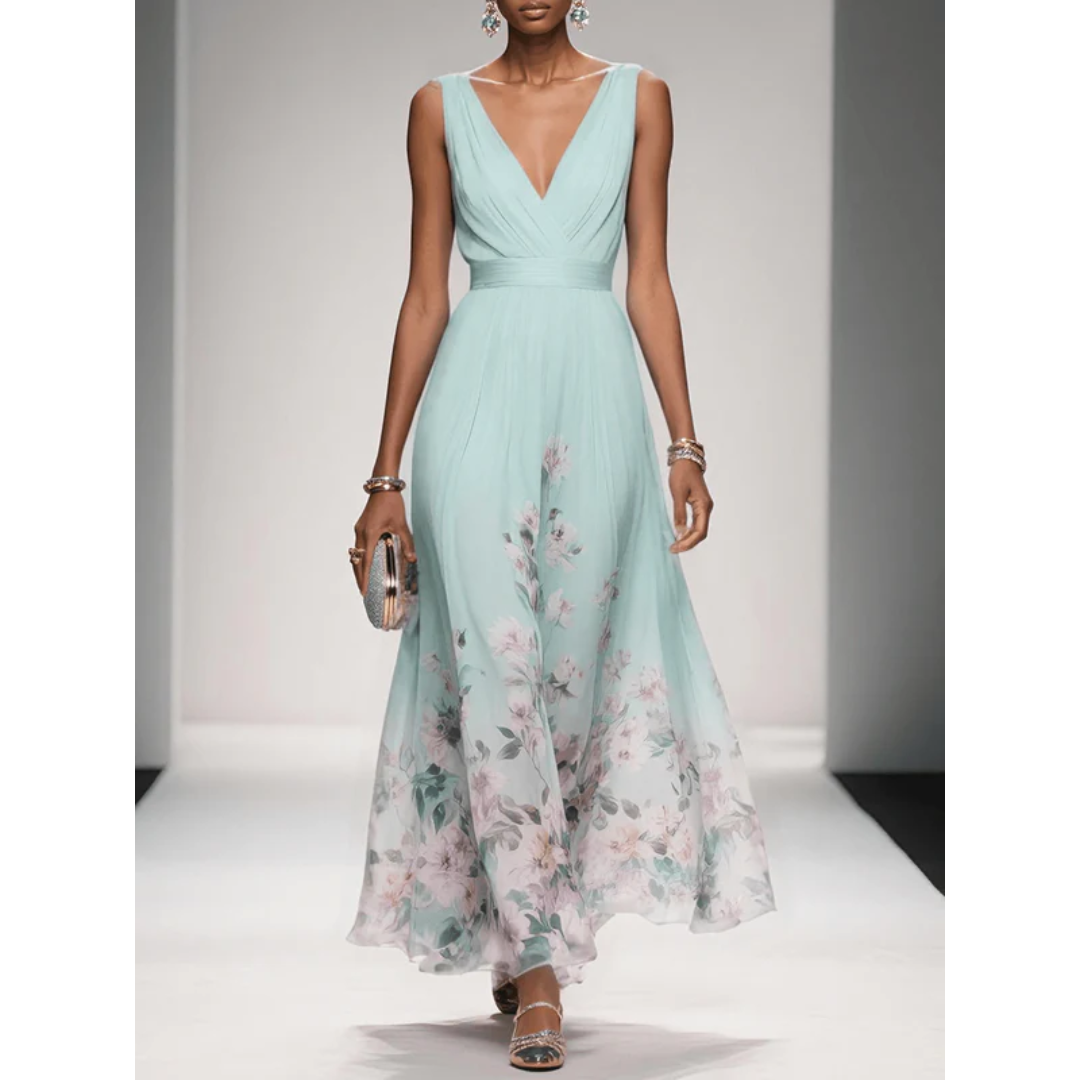 Ilona | Damen Maxi Kleid Mit Blumen Print Für Hochzeit