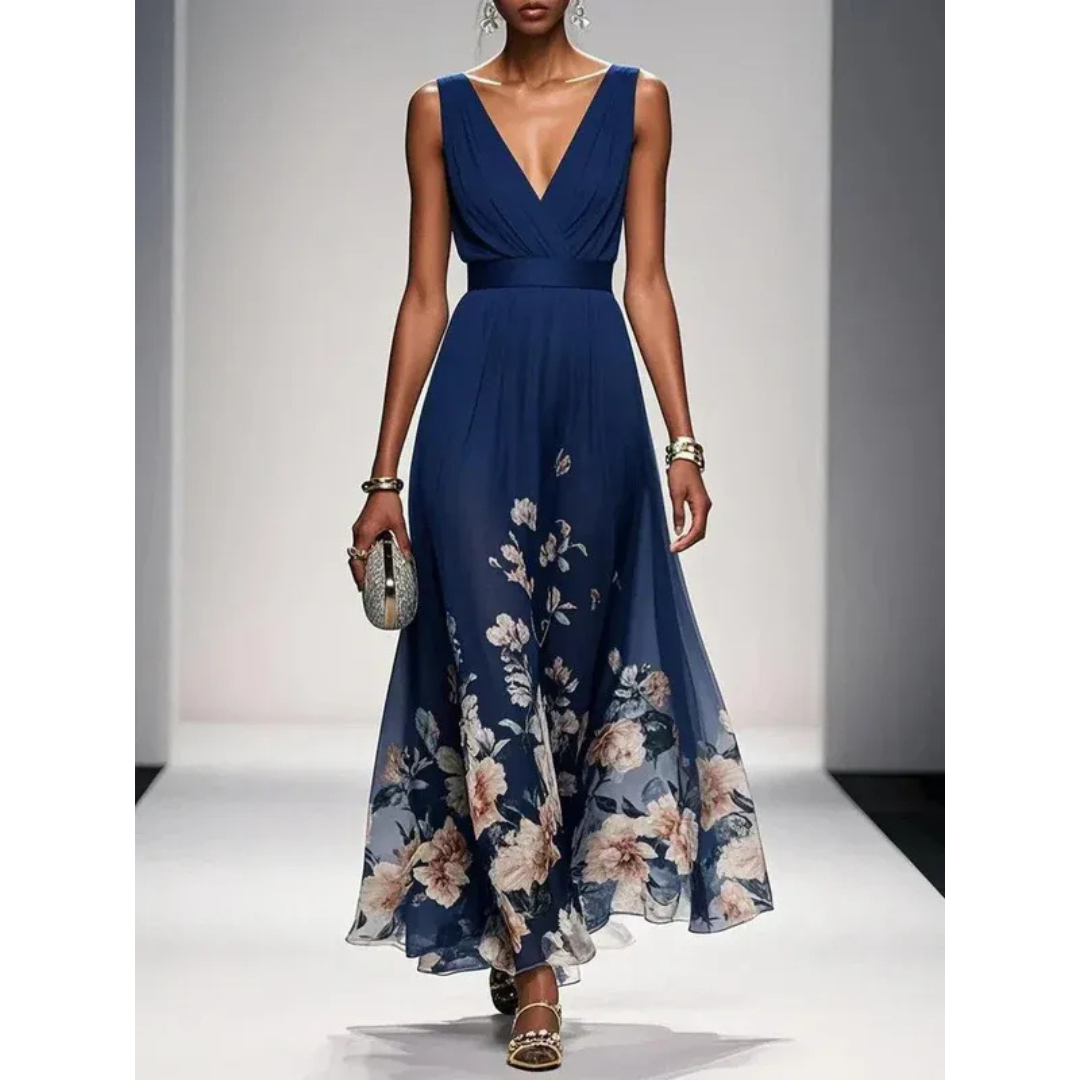 Ilona | Damen Maxi Kleid Mit Blumen Print Für Hochzeit