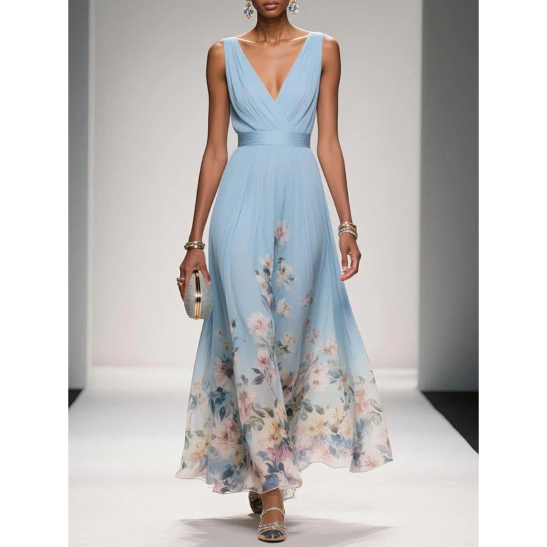Ilona | Damen Maxi Kleid Mit Blumen Print Für Hochzeit