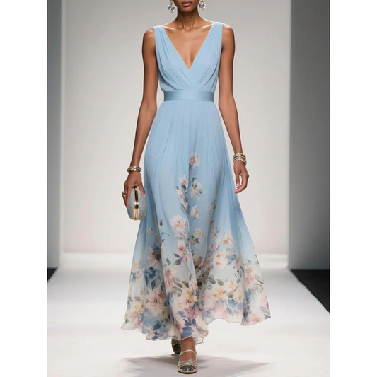 Ilona | Damen Maxi Kleid Mit Blumen Print Für Hochzeit