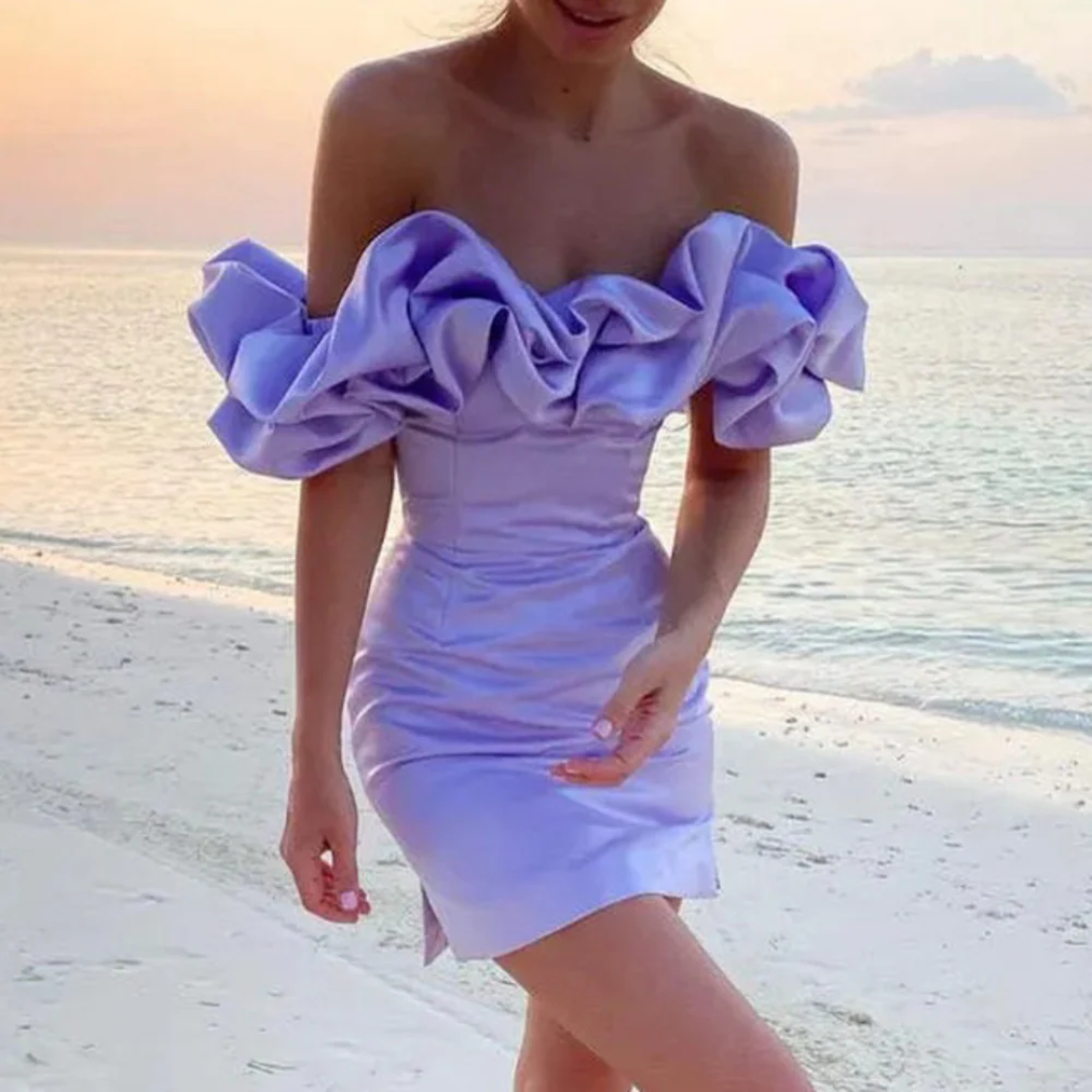 Ines | Damen Mini Kleid Für Hochzeitsgast Mit Rüschen