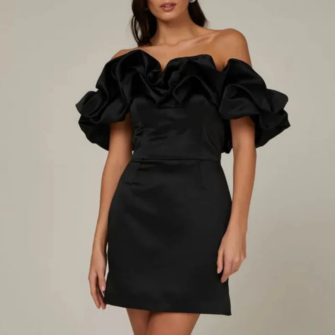 Ines | Damen Mini Kleid Für Hochzeitsgast Mit Rüschen