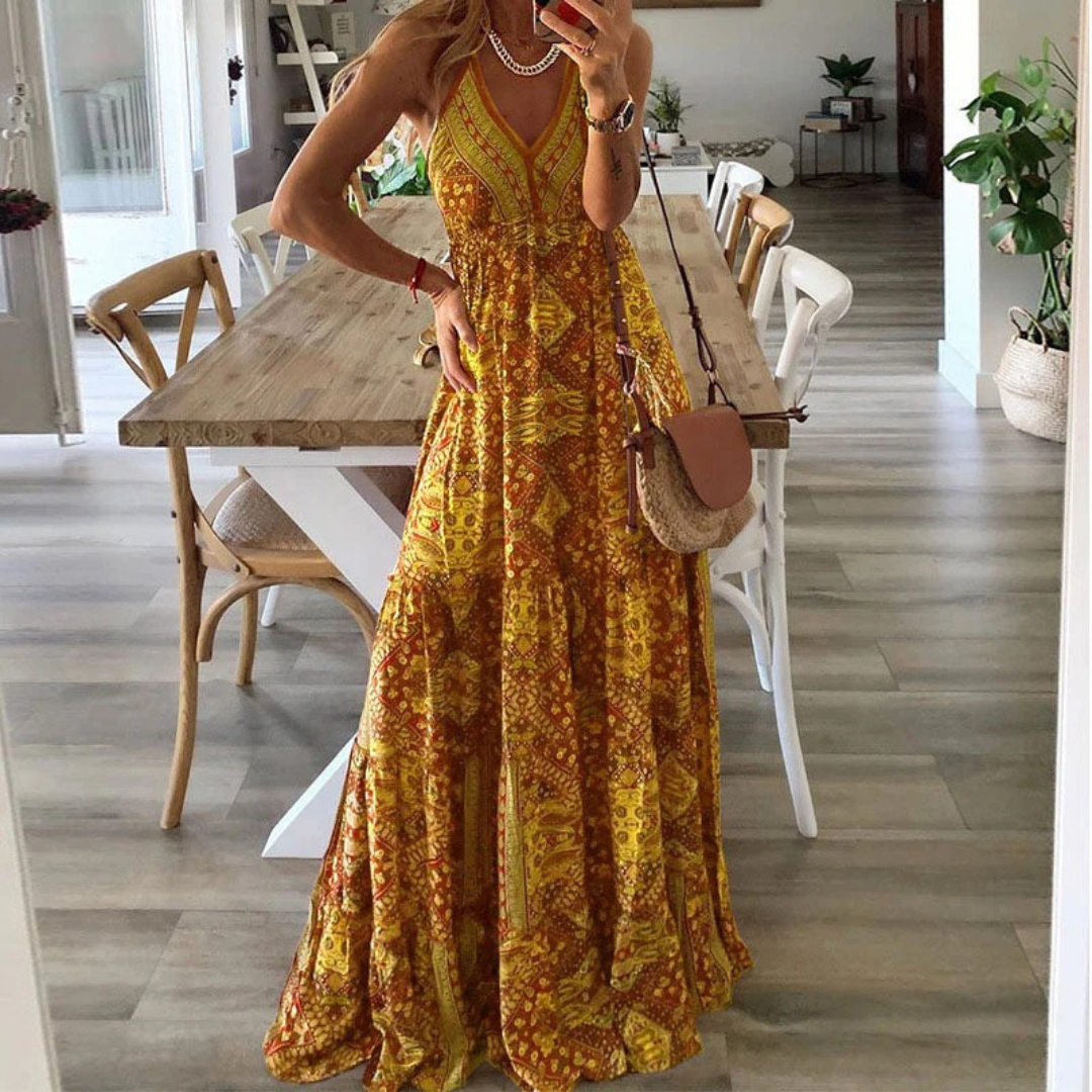 Irena | Damen Leichtes Sommerkleid Maxi Boho