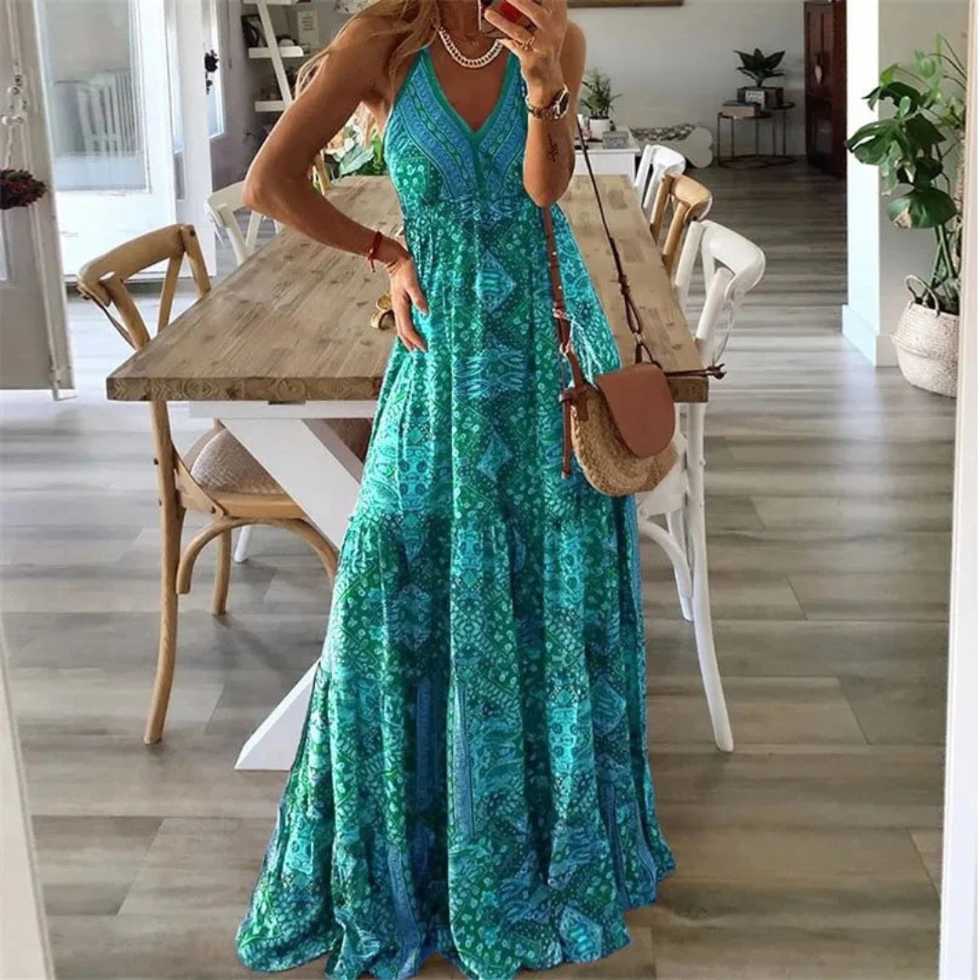 Irena | Damen Leichtes Sommerkleid Maxi Boho