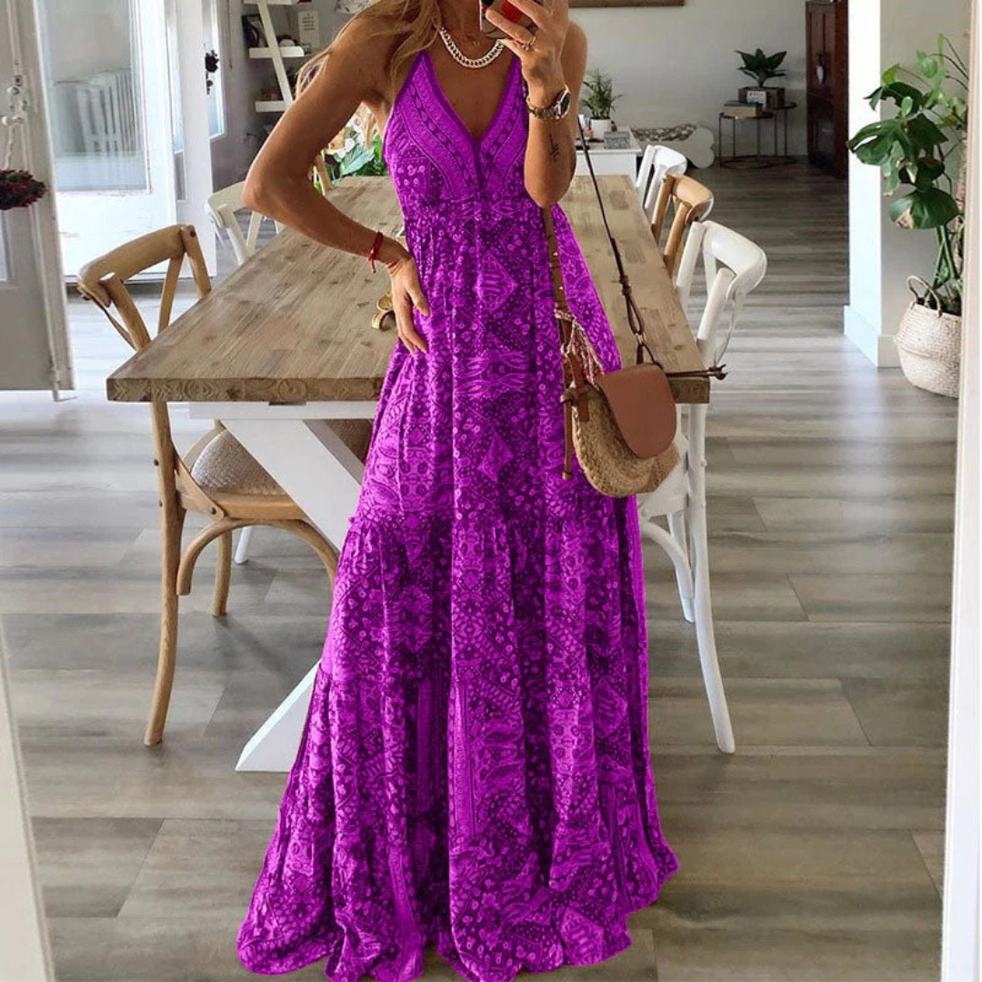 Irena | Damen Leichtes Sommerkleid Maxi Boho