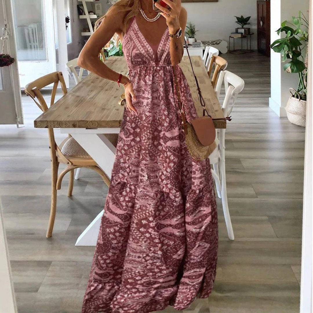 Irena | Damen Leichtes Sommerkleid Maxi Boho