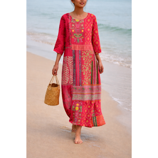 Irma | Damen Sommerkleid Midi Mit Muster