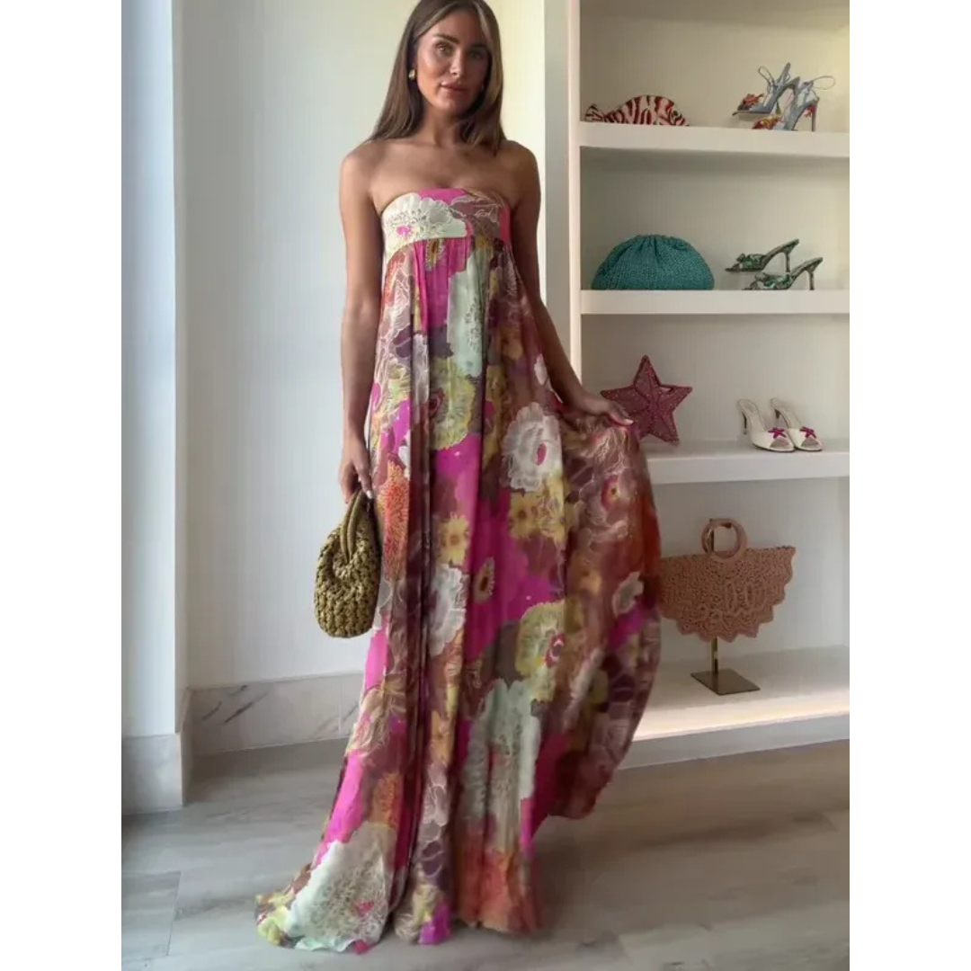 Isabel | Damen Sommerkleid Hochzeitsgast Blumen Fließend