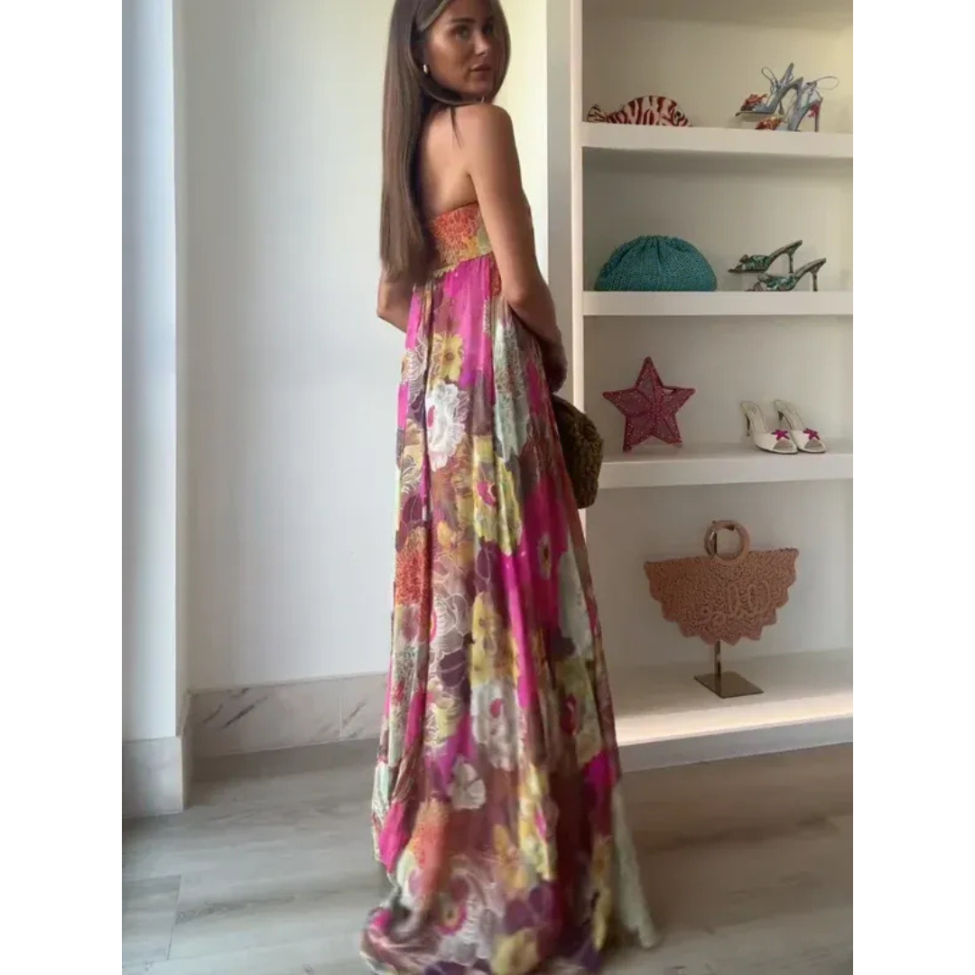 Isabel | Damen Sommerkleid Hochzeitsgast Blumen Fließend