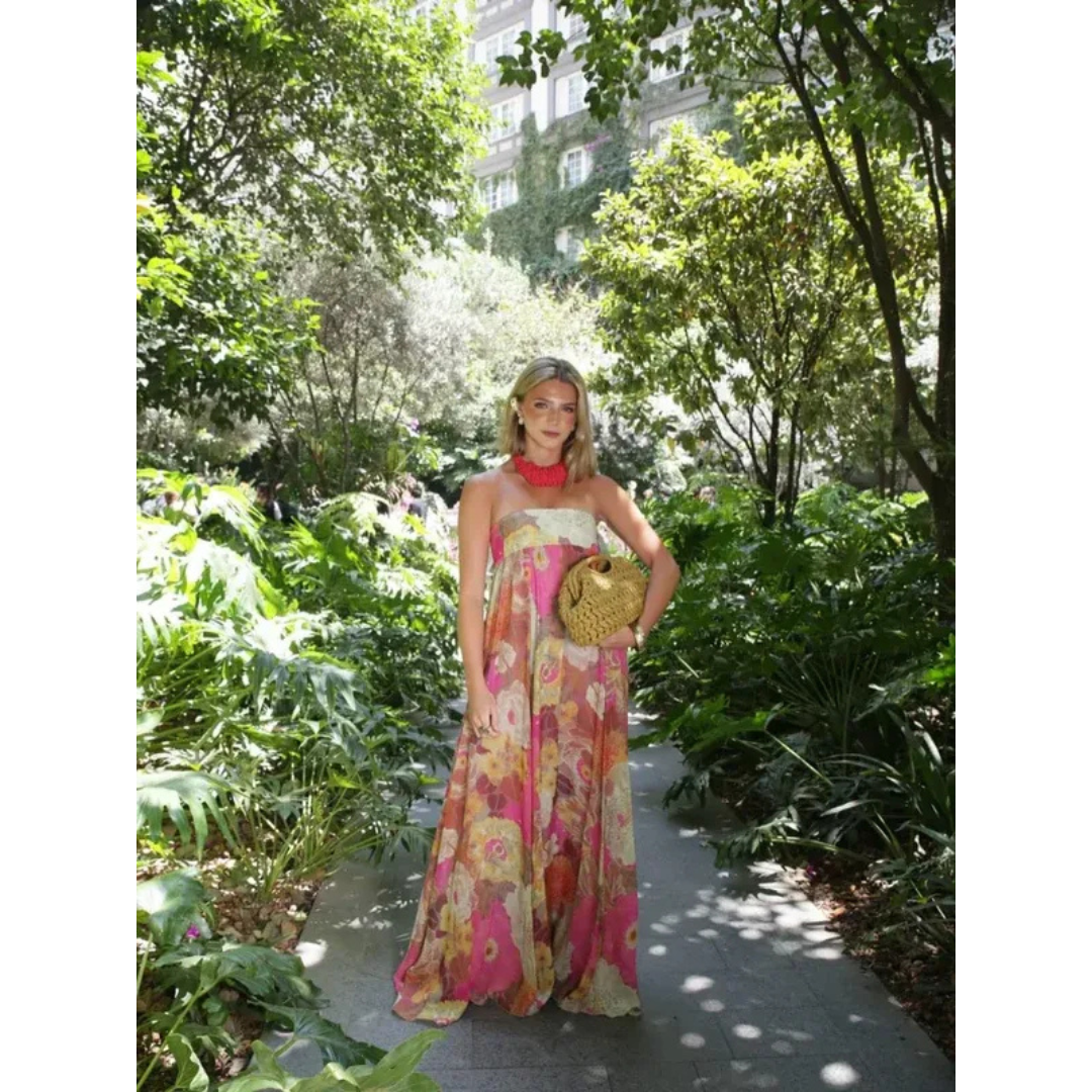 Isabel | Damen Sommerkleid Hochzeitsgast Blumen Fließend