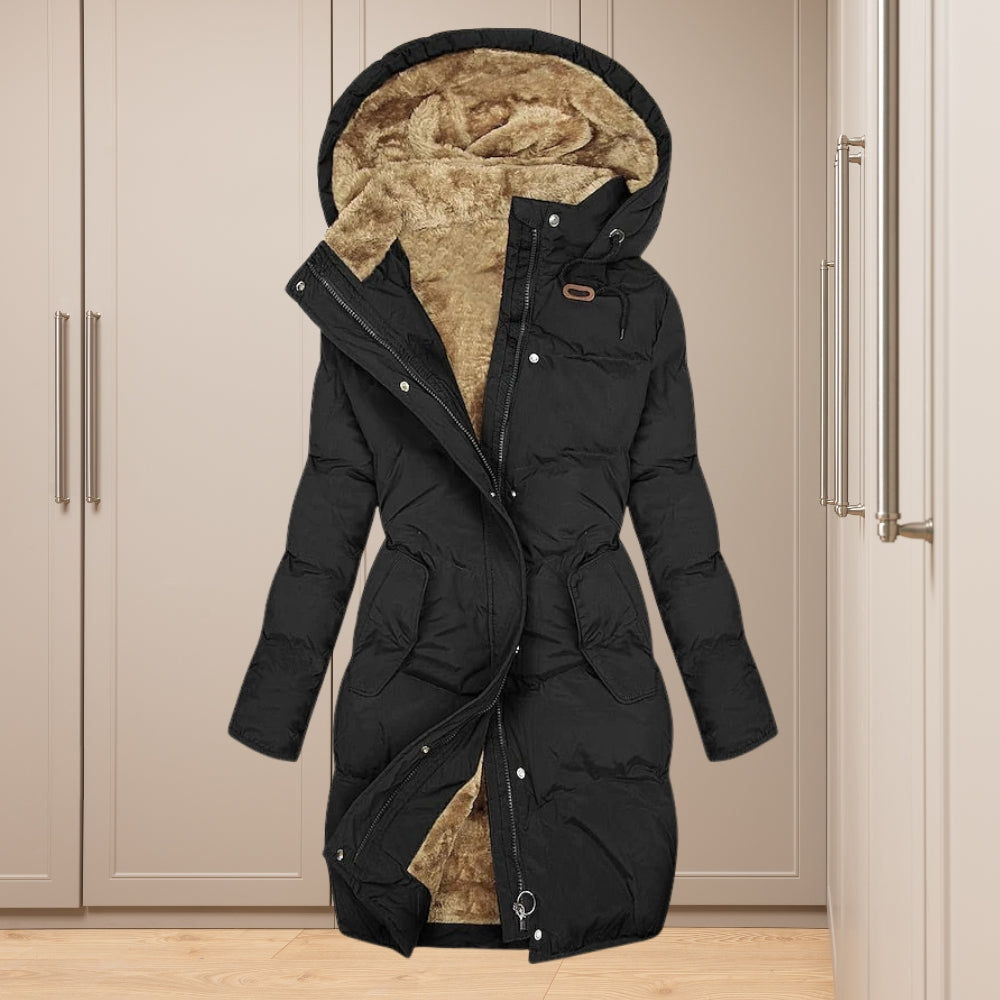 Isolierte Kapuzenjacke für Damen - Reißverschluss mit Kapuze und Kragen