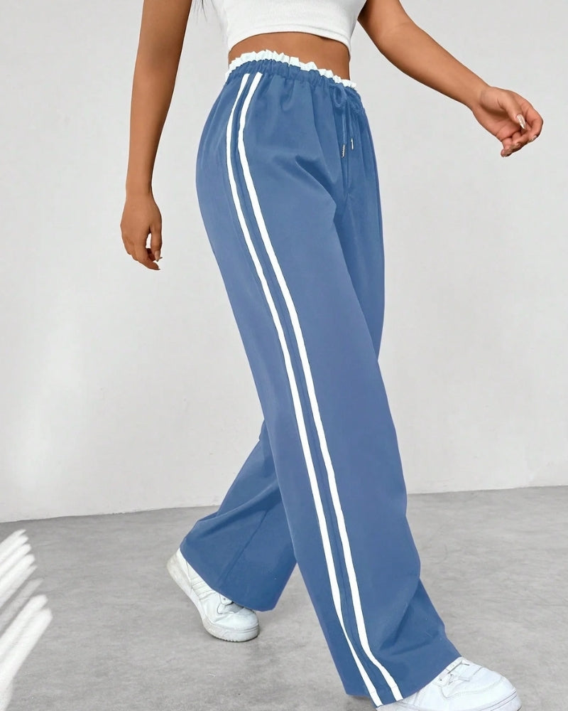 Jogginghose mit weitem Bein – Damenhose mit doppelten Seitenstreifen