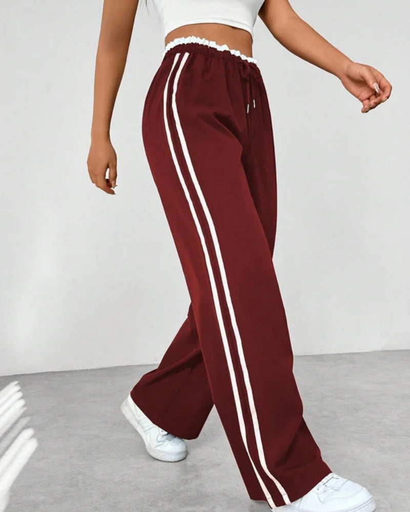 Jogginghose mit weitem Bein – Damenhose mit doppelten Seitenstreifen